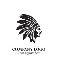 Obraz premium Black and White Tribal Chief Logo Symbol in Bold Traditional Vector Design for Cultural Identity