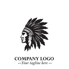 Black and White Tribal Chief Logo Symbol in Bold Traditional Vector Design for Cultural Identity