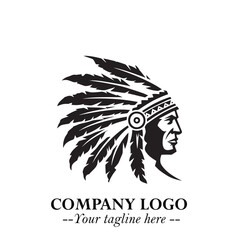Black and White Tribal Chief Logo Symbol in Bold Traditional Vector Design for Cultural Identity