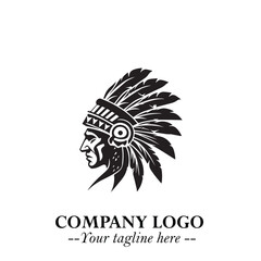 Black and White Tribal Chief Logo Symbol in Bold Traditional Vector Design for Cultural Identity
