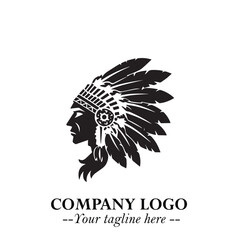 Black and White Tribal Chief Logo Symbol in Bold Traditional Vector Design for Cultural Identity