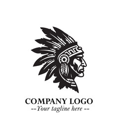 Black and White Tribal Chief Logo Symbol in Bold Traditional Vector Design for Cultural Identity