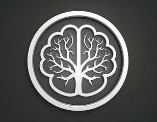 Silhouetted brain with tree-like branches in a circle