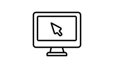 Computer Screen with Pointer Icon Emphasizing Digital Engagement, Technology, and Internet Usage in a Simple but Effective Design