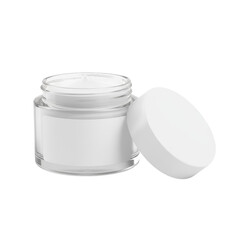 Elegant cosmetic cream jar with a clean design isolated on a simple transparent surface for