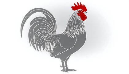 Silhouetted rooster, outlined in gray
