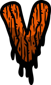Halloween Spooky Wood Textured Alphabet V