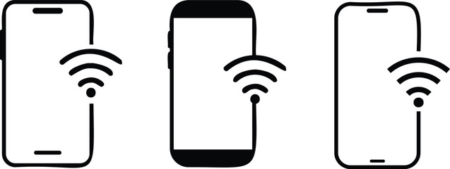 Smart phone with wifi icon. WIFI signal with mobile phone icon. wifi phone icon vector sign
