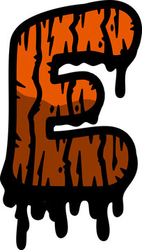 Halloween Spooky Wood Textured Alphabet E