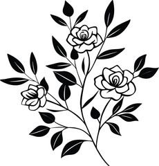 seamless pattern with black flowers