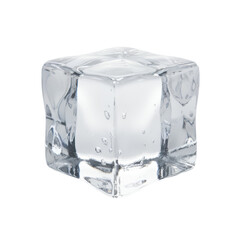 Captivating translucent ice cube reflecting light on an isolated transparent area illuminating
