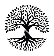 Tree of Life Vector Circular Roots and Branches