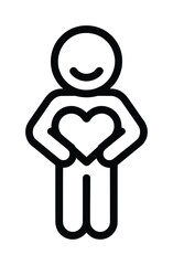 Person holding heart vector icon illustration love and care symbol