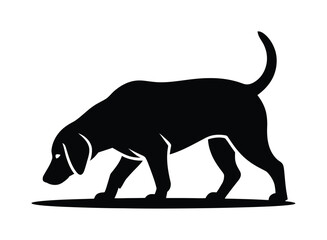 Sniffing Dog Silhouette, Pet and Tracking Animal Symbol