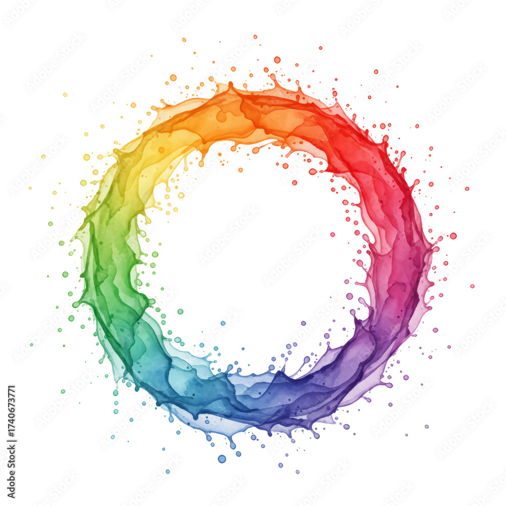Wall mural dynamic rainbow circular splash with captivating visual movement on a transparent scene