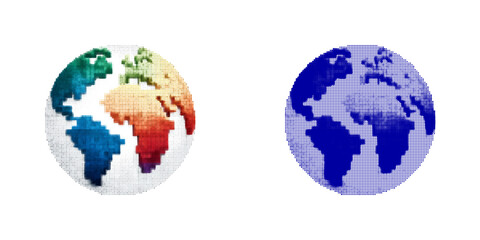 Colorful Abstract Vector Illustration of Two Globe Designs in Dotted Style