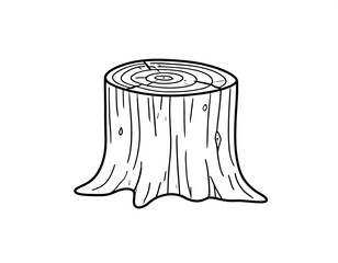 Simple black and white drawing of a tree stump