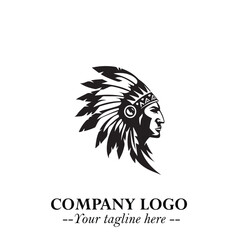 Black and White Tribal Chief Logo Symbol in Bold Traditional Vector Design for Cultural Identity