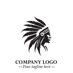 Black and White Tribal Chief Logo Symbol in Bold Traditional Vector Design for Cultural Identity