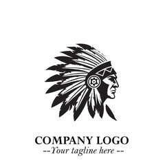 Black and White Tribal Chief Logo Symbol in Bold Traditional Vector Design for Cultural Identity