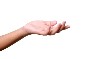 Female hand to hold something like business card or blank paper isolated on white background with clipping path.