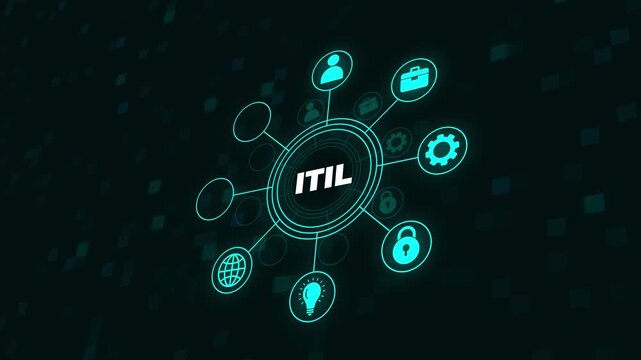Business professional engaging with ITIL framework, showcasing digital transformation and IT service management concepts.