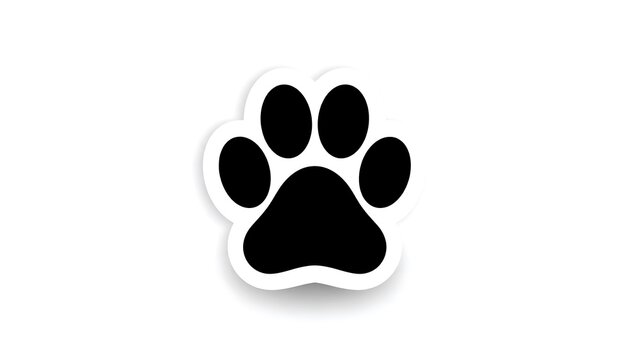 Simple black paw print on white background