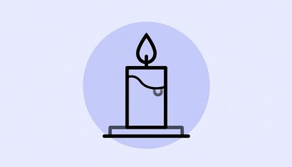 Obraz premium Simple candle icon on a light purple background