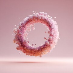 Abstract Pink and White Sparkling Particle Ring Floating on Soft Pastel Background