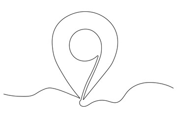Continuous one line drawing of location icon in modern minimalist art