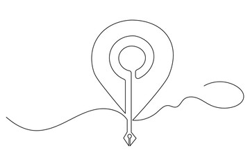 Minimal outline location icon continuous one line illustration