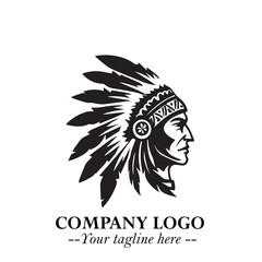 Black and White Tribal Chief Logo Symbol in Bold Traditional Vector Design for Cultural Identity