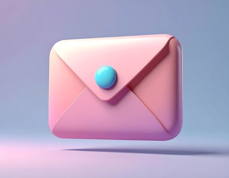 Pink Envelope with Blue Button - A Minimalist 3D Render. - Powered by Adobe