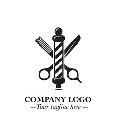 Black and White Barbershop Logo in Classic Vintage Vector Design for Modern Grooming and Style