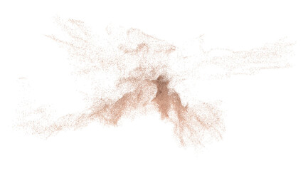 3D rendering of scattered sand granules or dirt on transparent background