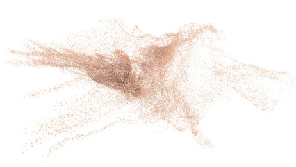 3D rendering of scattered sand granules or dirt on transparent background