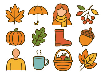 Happy Autumn Party Flat Design Graphic	