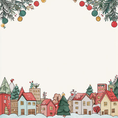 White background featuring Christmas decorations placed along the border, forming a festive holiday frame   made with generative AI