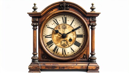 antique clock isolated on white