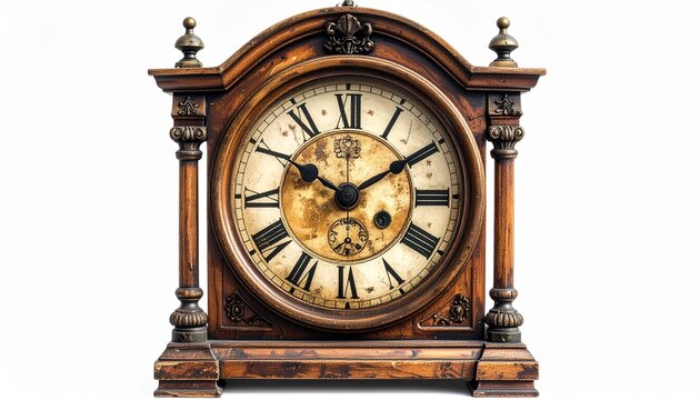 antique clock isolated on white