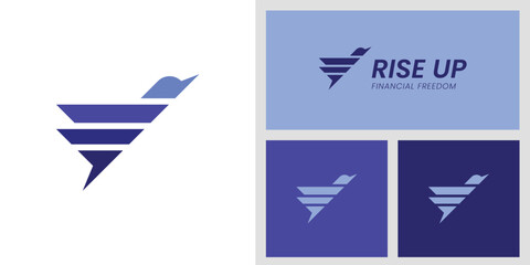 Bird fly, Rise Up Arrow Logo Design with Abstract Wing Symbol Freedom and Progress Graphic Concept for Finance, Business, Startup, and Corporate Branding