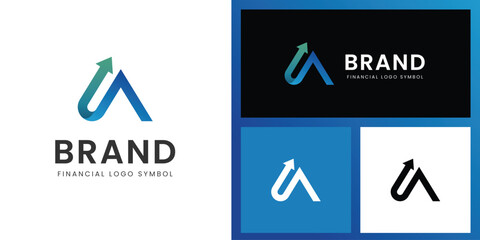 Letter A Arrow Up Logo Design with Abstract Rising Symbol Represents Growth and Success Graphic Concept for Finance, Business, Startup, and Corporate Branding
