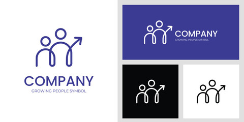 People Growth Arrow Logo Design with Abstract Human Symbol Represents Teamwork and Success Graphic Concept for Business, Education, teamwork, Startup, and Corporate Branding