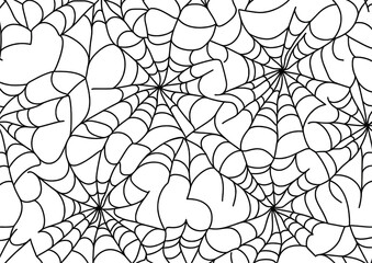 Intricate spiderweb pattern isolated on transparent background, creating a spooky and halloweenthemed design with interconnected webs and a sense of eerie anticipation
