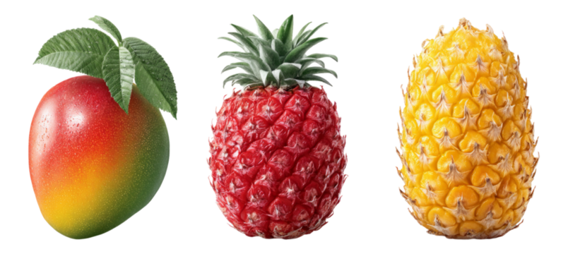 Fresh Fruits Isolated on Transparent Background for Design