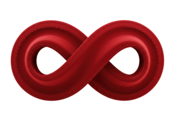 Isolated Scarlet infinity symbol – 3D-rendered conceptual illustration of endless love concept