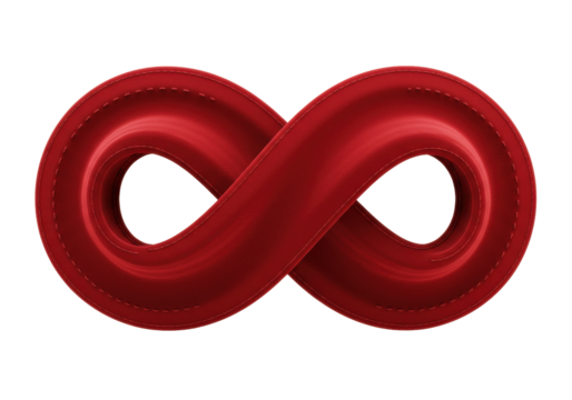 Isolated Scarlet infinity symbol – 3D-rendered conceptual illustration of endless love concept