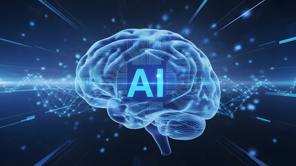 Cutting-edge AI brain illustration for futuristic technology concepts, symbolizing innovation and advanced artificial intelligence in a visually stunning design