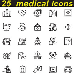 25 Medical icons Medicine and Health symbols ,and scientific equipment with  perfect Vector illustration and .perfect pixel
