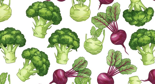 Watercolor illustration of various fresh vegetables on a white background